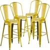 image:imageFlash Furniture Commercial Grade 30 High Black Metal IndoorOutdoor Barstool with Removable BackDistressed Yellow