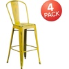 image:imageFlash Furniture Commercial Grade 30 High Black Metal IndoorOutdoor Barstool with Removable BackDistressed Yellow
