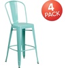 image:imageFlash Furniture Commercial Grade 30 High Black Metal IndoorOutdoor Barstool with Removable BackMint Green