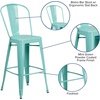image:imageFlash Furniture Commercial Grade 30 High Black Metal IndoorOutdoor Barstool with Removable BackMint Green
