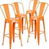 image:imageFlash Furniture Commercial Grade 30 High Black Metal IndoorOutdoor Barstool with Removable BackOrange