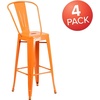 image:imageFlash Furniture Commercial Grade 30 High Black Metal IndoorOutdoor Barstool with Removable BackOrange