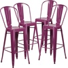 image:imageFlash Furniture Commercial Grade 30 High Black Metal IndoorOutdoor Barstool with Removable BackPurple