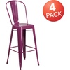 image:imageFlash Furniture Commercial Grade 30 High Black Metal IndoorOutdoor Barstool with Removable BackPurple