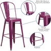 image:imageFlash Furniture Commercial Grade 30 High Black Metal IndoorOutdoor Barstool with Removable BackPurple