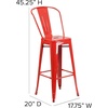 image:imageFlash Furniture Commercial Grade 30 High Black Metal IndoorOutdoor Barstool with Removable BackRed