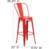 image:imageFlash Furniture Commercial Grade 30 High Black Metal IndoorOutdoor Barstool with Removable BackRed