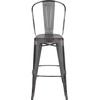 image:imageFlash Furniture Commercial Grade 30 High Black Metal IndoorOutdoor Barstool with Removable BackSilver Gray