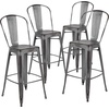 image:imageFlash Furniture Commercial Grade 30 High Black Metal IndoorOutdoor Barstool with Removable BackSilver Gray