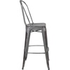 image:imageFlash Furniture Commercial Grade 30 High Black Metal IndoorOutdoor Barstool with Removable BackSilver Gray