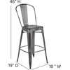 image:imageFlash Furniture Commercial Grade 30 High Black Metal IndoorOutdoor Barstool with Removable BackSilver Gray