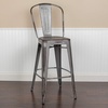 image:imageFlash Furniture Commercial Grade 30 High Black Metal IndoorOutdoor Barstool with Removable BackSilver Gray