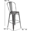 image:imageFlash Furniture Commercial Grade 30 High Black Metal IndoorOutdoor Barstool with Removable BackSilver Gray