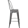 image:imageFlash Furniture Commercial Grade 30 High Black Metal IndoorOutdoor Barstool with Removable BackSilver Gray
