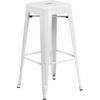 image:imageFlash Furniture Commercial Grade 30 Round Black Metal IndoorOutdoor Bar Table Set with 4 Square Seat Backless StoolsWhite