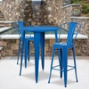 image:imageFlash Furniture Commercial Grade 30 Round Red Metal IndoorOutdoor Bar Table Set with 2 Cafe StoolsBlue