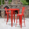 image:imageFlash Furniture Commercial Grade 30 Round Red Metal IndoorOutdoor Bar Table Set with 2 Cafe StoolsRed