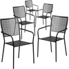 image:imageFlash Furniture Commercial Grade White IndoorOutdoor Steel Patio Arm Chair with Square BackBlack