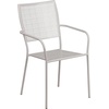 image:imageFlash Furniture Commercial Grade White IndoorOutdoor Steel Patio Arm Chair with Square BackLight Gray