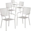 image:imageFlash Furniture Commercial Grade White IndoorOutdoor Steel Patio Arm Chair with Square BackLight Gray