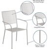 image:imageFlash Furniture Commercial Grade White IndoorOutdoor Steel Patio Arm Chair with Square BackLight Gray
