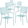image:imageFlash Furniture Commercial Grade White IndoorOutdoor Steel Patio Arm Chair with Square BackSky Blue