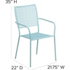 image:imageFlash Furniture Commercial Grade White IndoorOutdoor Steel Patio Arm Chair with Square BackSky Blue