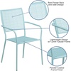 image:imageFlash Furniture Commercial Grade White IndoorOutdoor Steel Patio Arm Chair with Square BackSky Blue