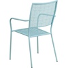 image:imageFlash Furniture Commercial Grade White IndoorOutdoor Steel Patio Arm Chair with Square BackSky Blue
