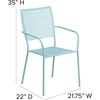 image:imageFlash Furniture Commercial Grade White IndoorOutdoor Steel Patio Arm Chair with Square BackSky Blue