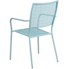 image:imageFlash Furniture Commercial Grade White IndoorOutdoor Steel Patio Arm Chair with Square BackSky Blue