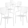 image:imageFlash Furniture Commercial Grade White IndoorOutdoor Steel Patio Arm Chair with Square BackWhite
