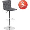 image:imageFlash Furniture Contemporary Button Tufted White Vinyl Adjustable Height Barstool with Chrome BaseGrey