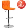 image:imageFlash Furniture Contemporary Button Tufted White Vinyl Adjustable Height Barstool with Chrome BaseOrange