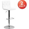 image:imageFlash Furniture Contemporary Button Tufted White Vinyl Adjustable Height Barstool with Chrome BaseWhite