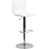 image:imageFlash Furniture Contemporary Button Tufted White Vinyl Adjustable Height Barstool with Chrome BaseWhite