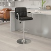 image:imageFlash Furniture Contemporary Gray Quilted Vinyl Adjustable Height Barstool with Arms and Chrome BaseBlack