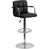 image:imageFlash Furniture Contemporary Gray Quilted Vinyl Adjustable Height Barstool with Arms and Chrome BaseBlack