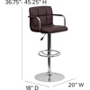 image:imageFlash Furniture Contemporary Gray Quilted Vinyl Adjustable Height Barstool with Arms and Chrome BaseBrown