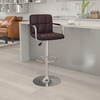image:imageFlash Furniture Contemporary Gray Quilted Vinyl Adjustable Height Barstool with Arms and Chrome BaseBrown