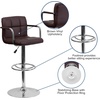 image:imageFlash Furniture Contemporary Gray Quilted Vinyl Adjustable Height Barstool with Arms and Chrome BaseBrown