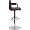 image:imageFlash Furniture Contemporary Gray Quilted Vinyl Adjustable Height Barstool with Arms and Chrome BaseBrown