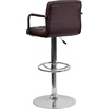 image:imageFlash Furniture Contemporary Gray Quilted Vinyl Adjustable Height Barstool with Arms and Chrome BaseBrown