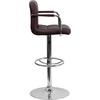 image:imageFlash Furniture Contemporary Gray Quilted Vinyl Adjustable Height Barstool with Arms and Chrome BaseBrown