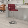 image:imageFlash Furniture Contemporary Gray Quilted Vinyl Adjustable Height Barstool with Arms and Chrome BaseBurgundy