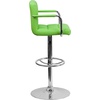 image:imageFlash Furniture Contemporary Gray Quilted Vinyl Adjustable Height Barstool with Arms and Chrome BaseGreen