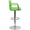 image:imageFlash Furniture Contemporary Gray Quilted Vinyl Adjustable Height Barstool with Arms and Chrome BaseGreen