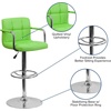 image:imageFlash Furniture Contemporary Gray Quilted Vinyl Adjustable Height Barstool with Arms and Chrome BaseGreen