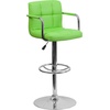 image:imageFlash Furniture Contemporary Gray Quilted Vinyl Adjustable Height Barstool with Arms and Chrome BaseGreen