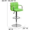 image:imageFlash Furniture Contemporary Gray Quilted Vinyl Adjustable Height Barstool with Arms and Chrome BaseGreen